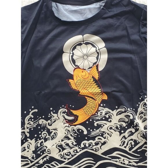 Shein XXL Koi Black Tee Shirt Orange Fish - Picture 2 of 5